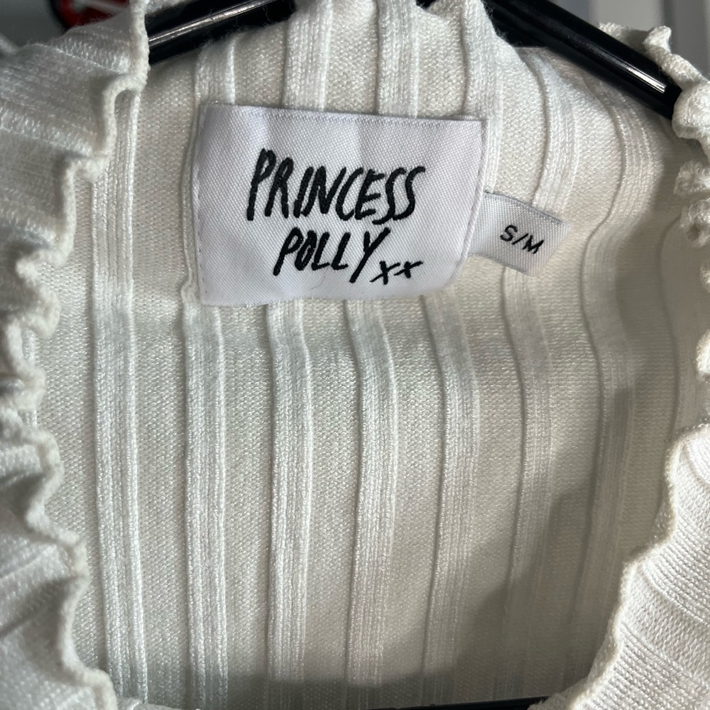 White Ribbed Long Sleeve Top - Picture 2 of 4